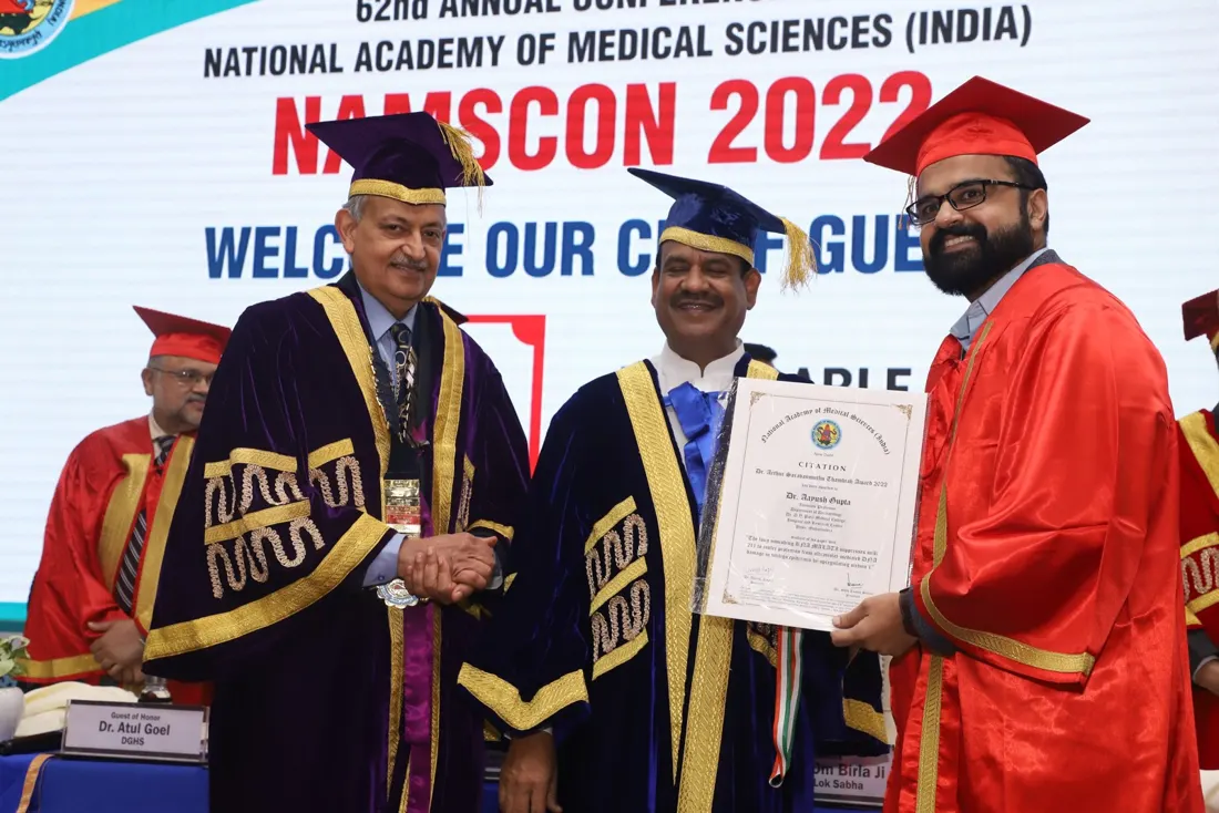 Award at the 62nd annual conference of the National Academy of Medical Sciences, NAMSCON 2022 · Jaipur