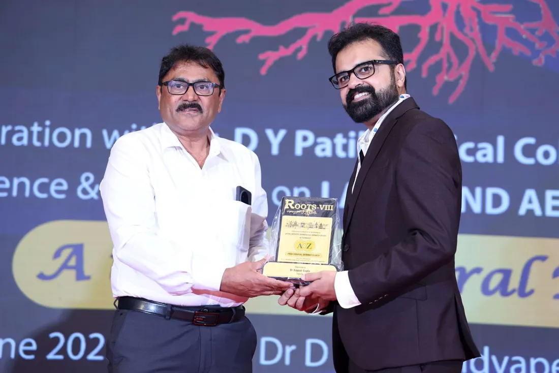 Honoured at ROOTS-VIII, the national conference on laser and aesthetic dermatology, June 2025 · Pune