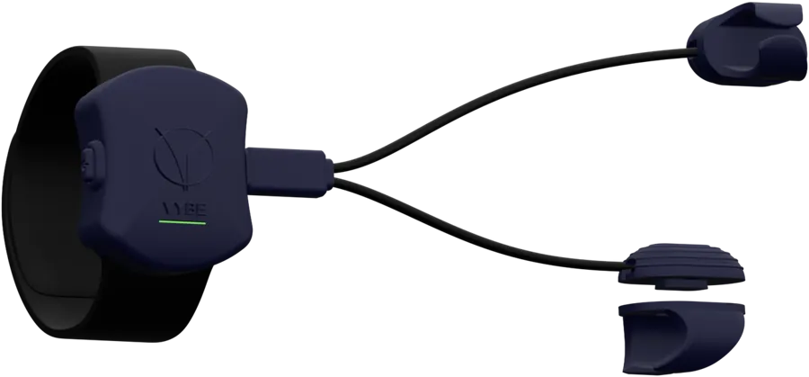 Vybe by Qtanea Solutions: a wrist unit with two vibrating applicators on cables